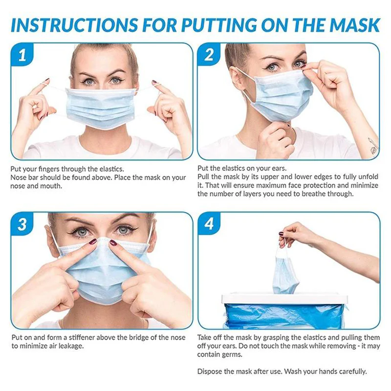 100 PCS Face Mask Non Medical Surgical Disposable 3Ply Earloop Mouth Cover - White (with Box) - Image 5