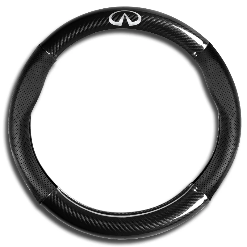 15" Carbon Fiber Style Quality Leather Car Steering Wheel Cover For All INFINITI NEW x1 - Image 3