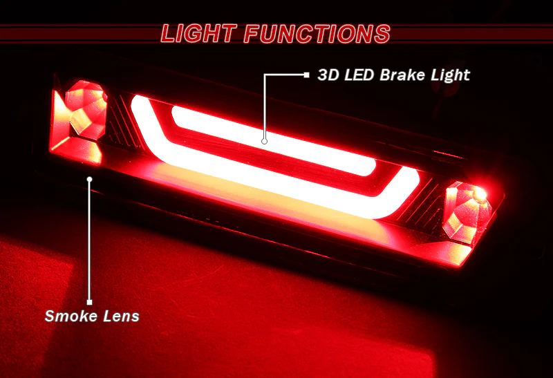 1987-1993 Ford Mustang LX LED Third Spoiler Brake Light - Black Housing Smoked Lens - Image 4