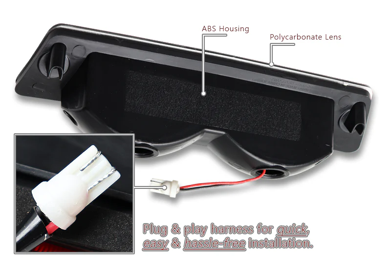 1987-1993 Ford Mustang LX LED Third Spoiler Brake Light - Chrome Housing Clear Lens - Image 3
