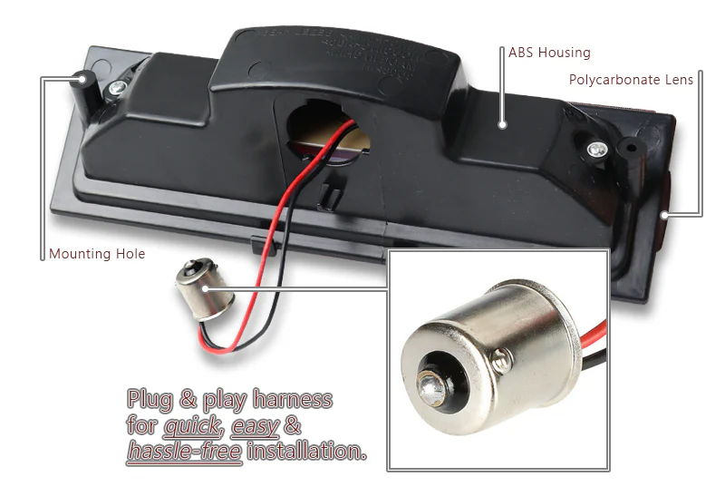 1991-1996 Chevrolet Corvette G2 LED 3RD Brake Light Rear Stop Lamp - Black Housing Smoked Lens - Image 3