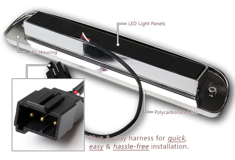 1999-2016 Ford Super Duty LED Third Brake Light with Cargo Light - Chrome Housing Smoked Lens - Image 3