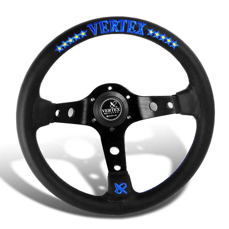 1996 Vertex Leather Deep Dish 330mm Steering Wheel For OMP MOMO Rac Blue Stitch