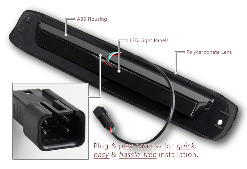 1999-2006 Silverado / Sierra LED Third Brake Light with Cargo Light - Chrome Housing Smoked Lens - Image 3