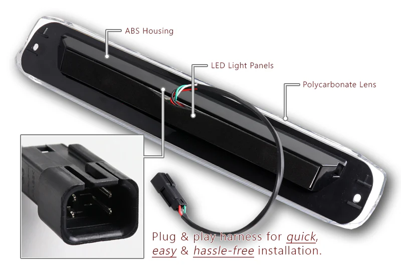 1999-2006 Silverado / Sierra LED Third Brake Light with Cargo Light - Black Housing Clear Lens - Image 3