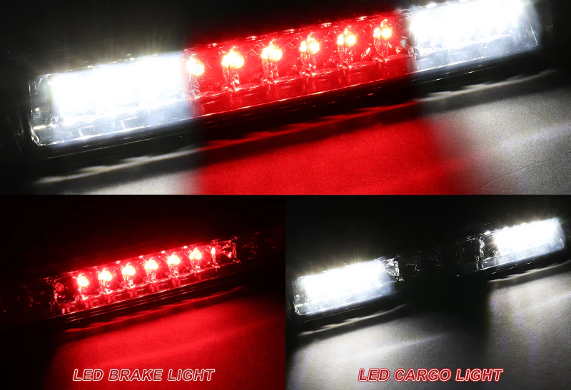 1999-2006 Silverado / Sierra LED Third Brake Light with Cargo Light - Black Housing Clear Lens - Image 4