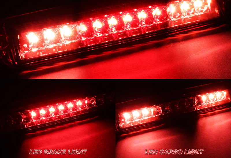 1999-2006 GMC Sierra LED Third Brake Light with Cargo Light - Chrome Housing Red Lens - Image 4