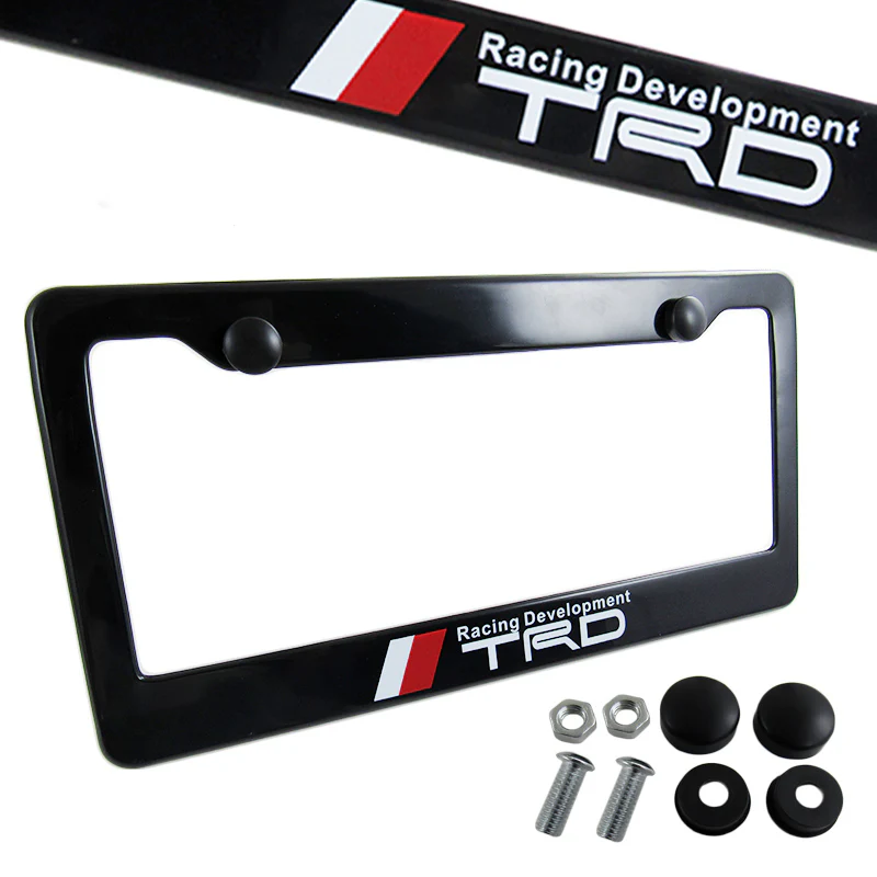 Toyota TRD Black ABS License Plate Frame with Caps - Image 5