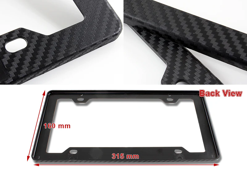 1pcs Carbon Look ABS License Plate Tag Frame Cover with Car Trunk Emblems For 6.0L_L76 - Image 2