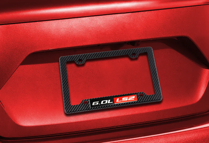1pcs Carbon Look ABS License Plate Tag Frame Cover with Car Trunk Emblems For 6.0L_LS2 - Image 3