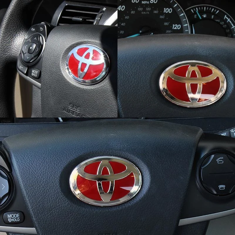 Toyota Red Steering Wheel Emblem Sticker - Image 2