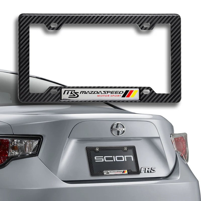 Mazdaspeed Carbon Fiber Look ABS License Plate Frame with Emblem x2 - Image 5
