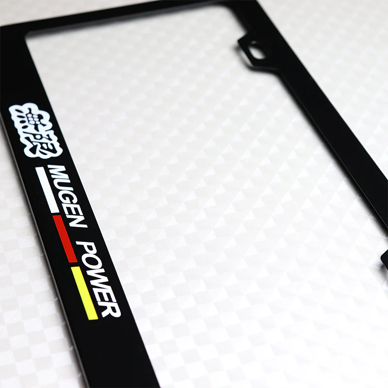 Mugen Black Stainless Steel License Plate Frame with Caps x2 - Image 4