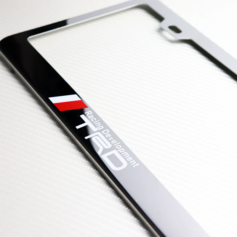 Toyota TRD 2 pcs Stainless Steel License Plate Frame Chrome with Caps & Bolt - Image 2