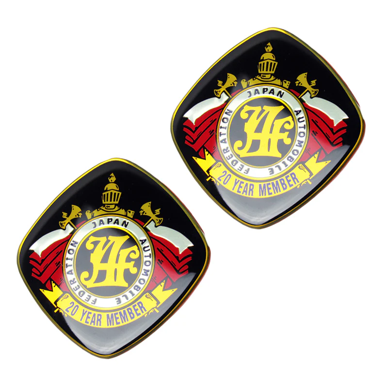 2 pcs JAF Japan Automobile Federation 20 Year Member JDM Logo Emblem Badge Decal Sticker
