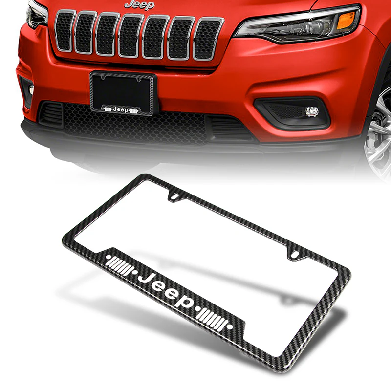 2 pcs Jeep Carbon Fiber Look License Plate Frame ABS New - Image 2