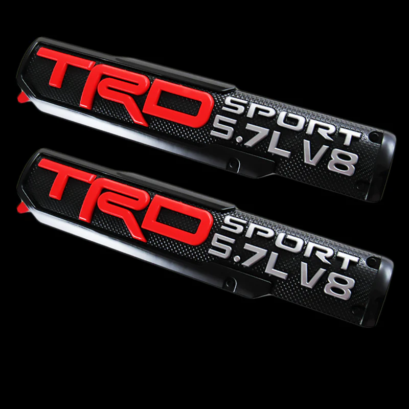 2 pcs TRD SPORT 5.7L V8 3D ABS Molded Nameplate Toyota Tacoma OEM Door Emblem Sticker Badge - Image 4