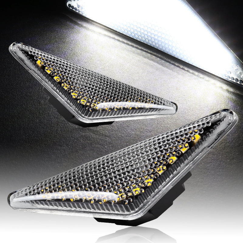 2001-2004 Ford Focus MK1 White LED Turn Signal Front Side Marker Lights -Clear Lens