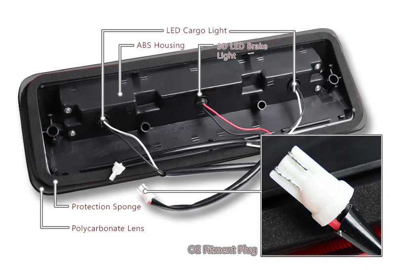 2004-2008 Ford F150 F-150 LED Third Brake Light with Cargo Light - Chrome Housing Smoked Lens - Image 3