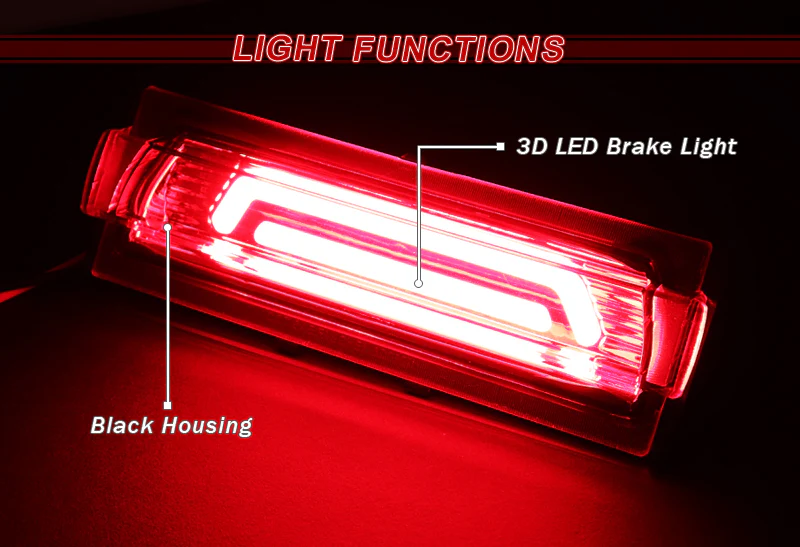 1991-1996 Chevrolet Corvette G2 LED 3RD Brake Light Rear Stop Lamp - Black Housing Clear Lens - Image 4