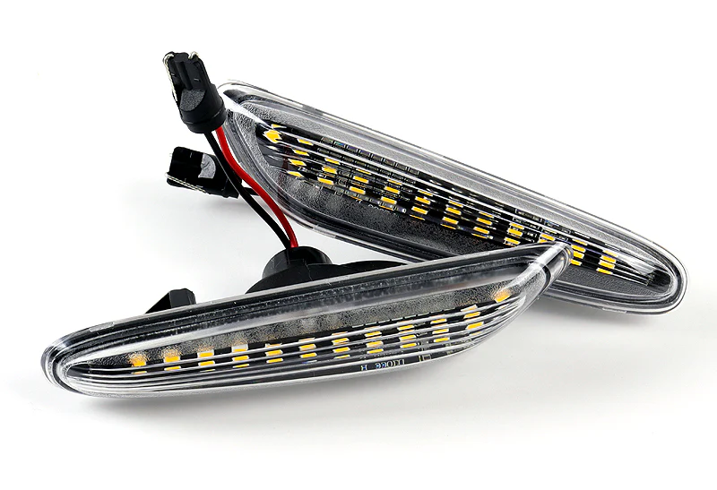 BMW E46 E60 E61 E82 E83 E84 E88 E90 E92 White LED Turn Signal Front Side Marker Lights -Clear Lens - Image 2