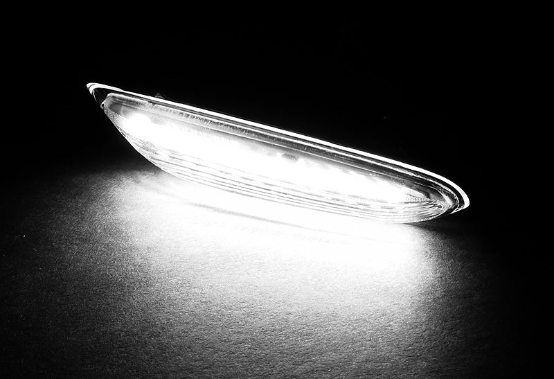 BMW E46 E60 E61 E82 E83 E84 E88 E90 E92 White LED Turn Signal Front Side Marker Lights -Smoked Lens - Image 4