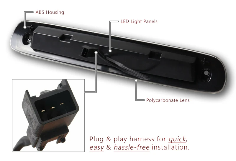 2007-2013 Silverado / Sierra LED Third Brake Light with Cargo Light - Black Housing Clear Lens - Image 3