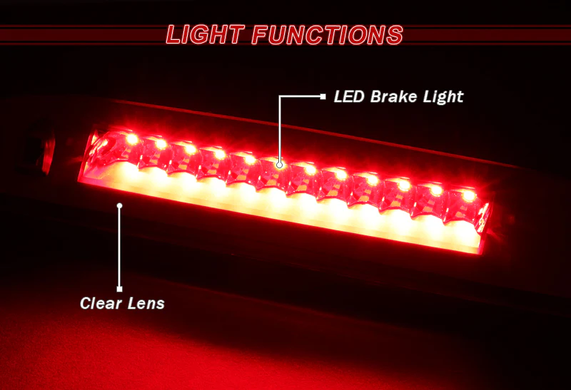2002-2010 Ford Explorer LED 3RD Brake Light Rear Stop Lamp - Black Housing Clear Lens - Image 4