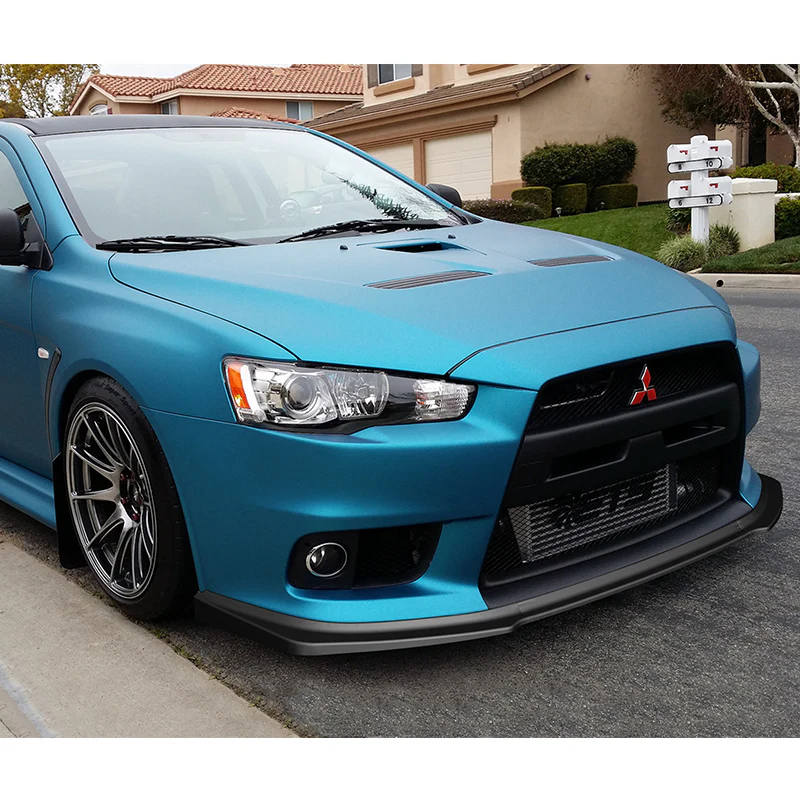 2008-2015 Mitsubishi Evolution X R-Style Unpainted Matte Black 3-Piece Front Bumper Body Spoiler Splitter Lip Kit - Image 4