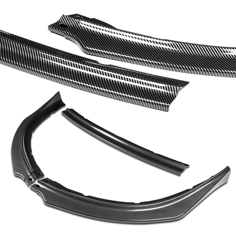 2009-2015 Mitsubishi Lancer GT GTS RA-Style Carbon Look 3-Piece Front Bumper Body Spoiler Splitter Lip Kit - Image 6
