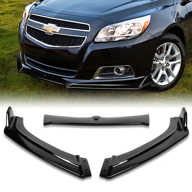 2013-2018 Chevrolet Malibu Painted Black 3-Piece Front Bumper Body Spoiler Splitter Lip Kit