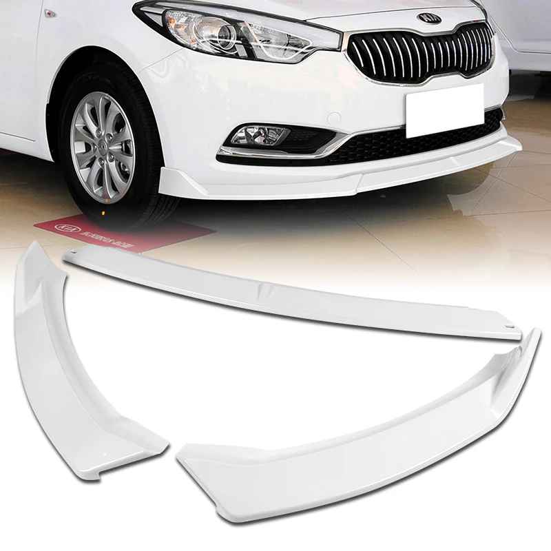 2014-2016 Kia Forte EX LX SX Painted White 3-Piece Front Bumper Body Spoiler Splitter Lip Kit