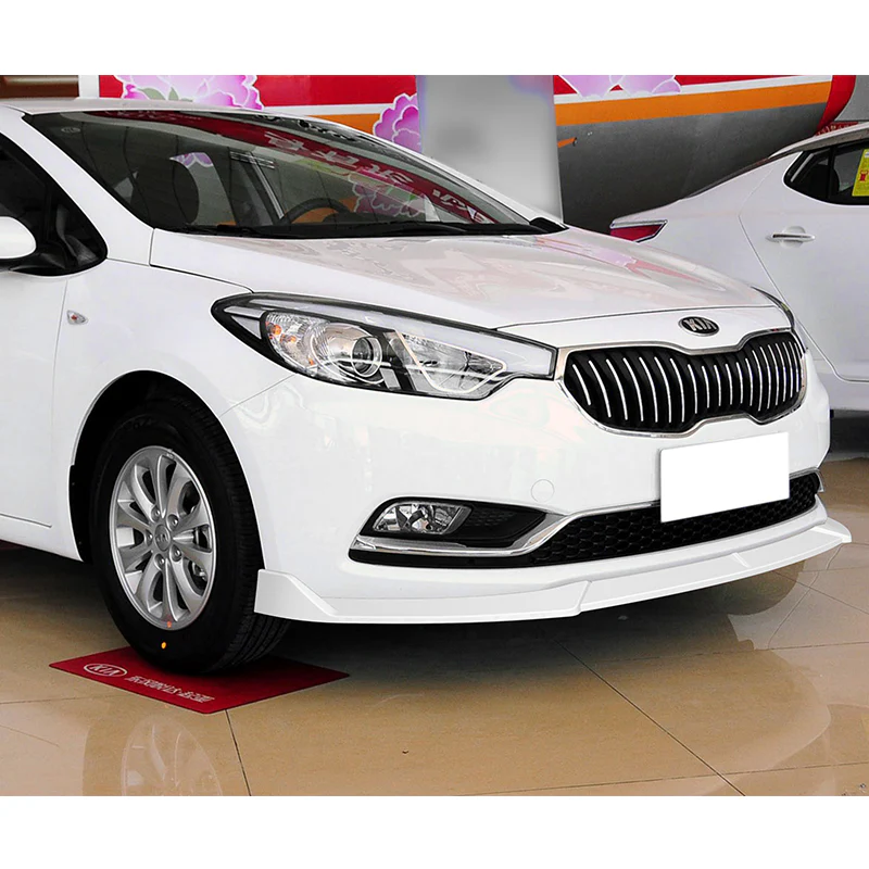 2014-2016 Kia Forte EX LX SX Painted White 3-Piece Front Bumper Body Spoiler Splitter Lip Kit with Moulding Trim Molding Strip - Image 7
