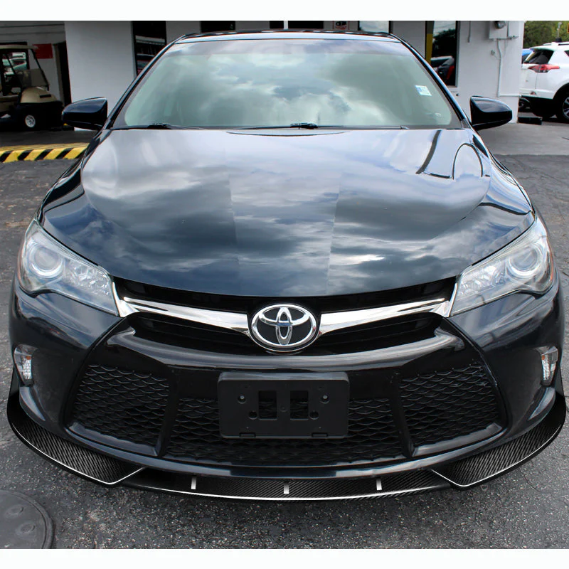 2015-2017 Toyota Camry Real Carbon Fiber 3-Piece Front Bumper Body Spoiler Splitter Lip Kit with Free Keychain - Image 3