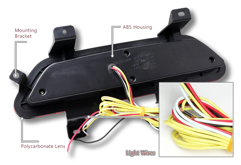 2015-2018 Ford Mustang LED Third Brake & Reverse Light - Chrome Housing Red Lens - Image 3