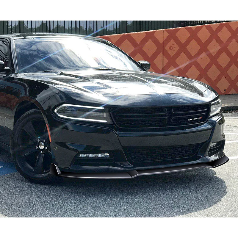 2015-2023 Dodge Charger SXT Painted Black 3-Piece Front Bumper Body Spoiler Splitter Lip Kit - Image 5