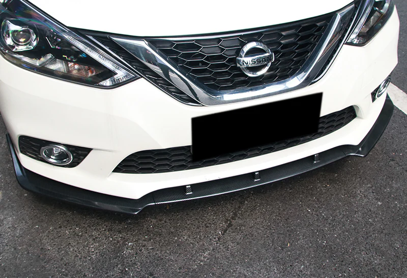 2016-2019 Nissan Sentra Carbon Style 3-Piece Front Bumper Body Spoiler Splitter Lip Kit - Image 5