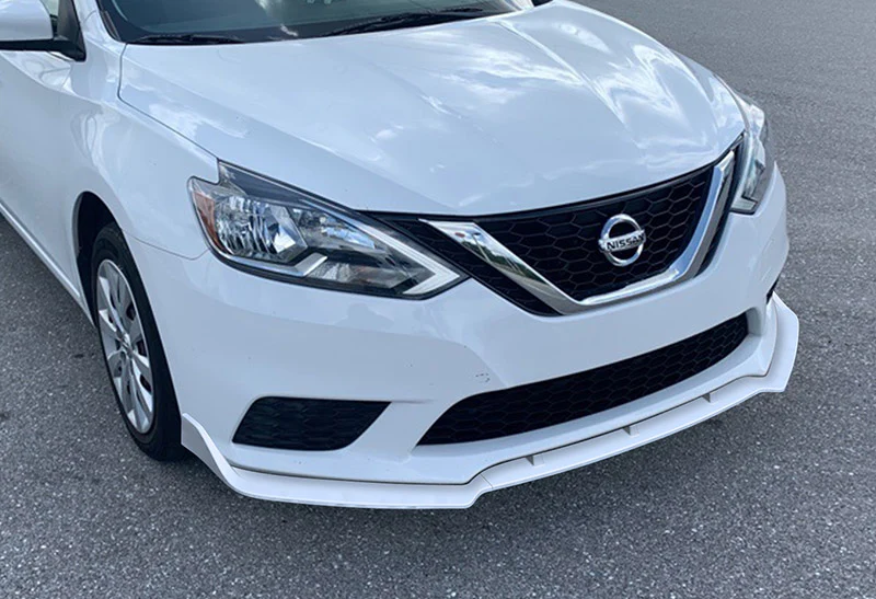 2016-2019 Nissan Sentra Painted White 3-Piece Front Bumper Body Spoiler Splitter Lip Kit - Image 5