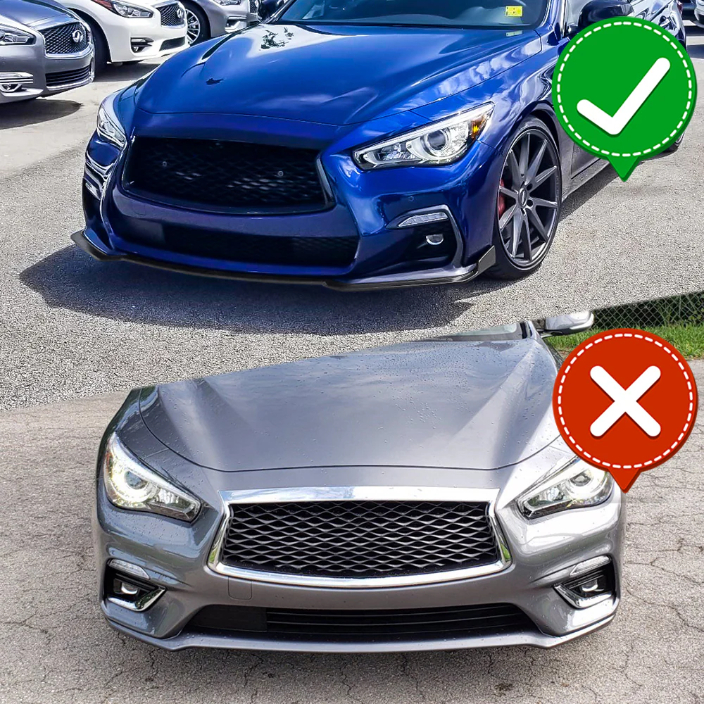 2018-2021 Infiniti Q50 Sport Painted White Front Bumper Body Kit Lip 3PCS - Image 6