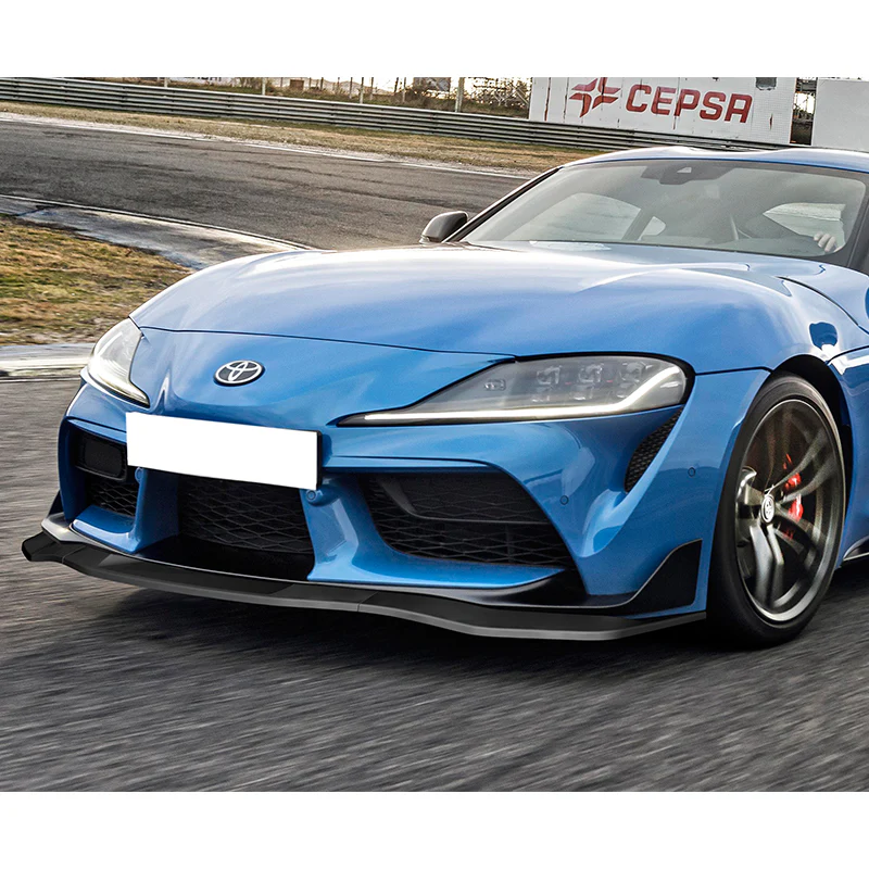 2019-2026 Toyota Supra A90 Unpainted Black 3-Piece Front Bumper Body Spoiler Splitter Lip Kit with Keychain Set - Image 4