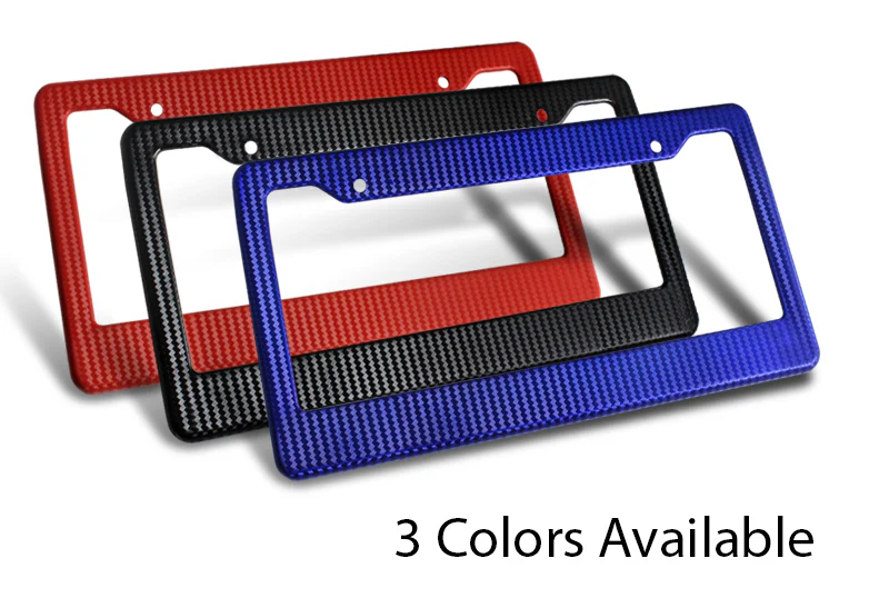 2PCS JDM-Style Black Carbon Fiber Look License Plate Frame Covers – Front & Rear - Image 4