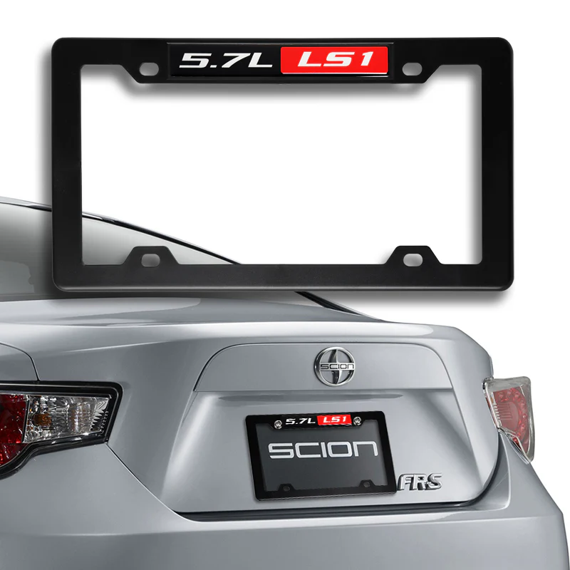 2pcs Black ABS License Plate Tag Frame Cover with Car Trunk Emblems For 5.7L_LS1 - Image 4