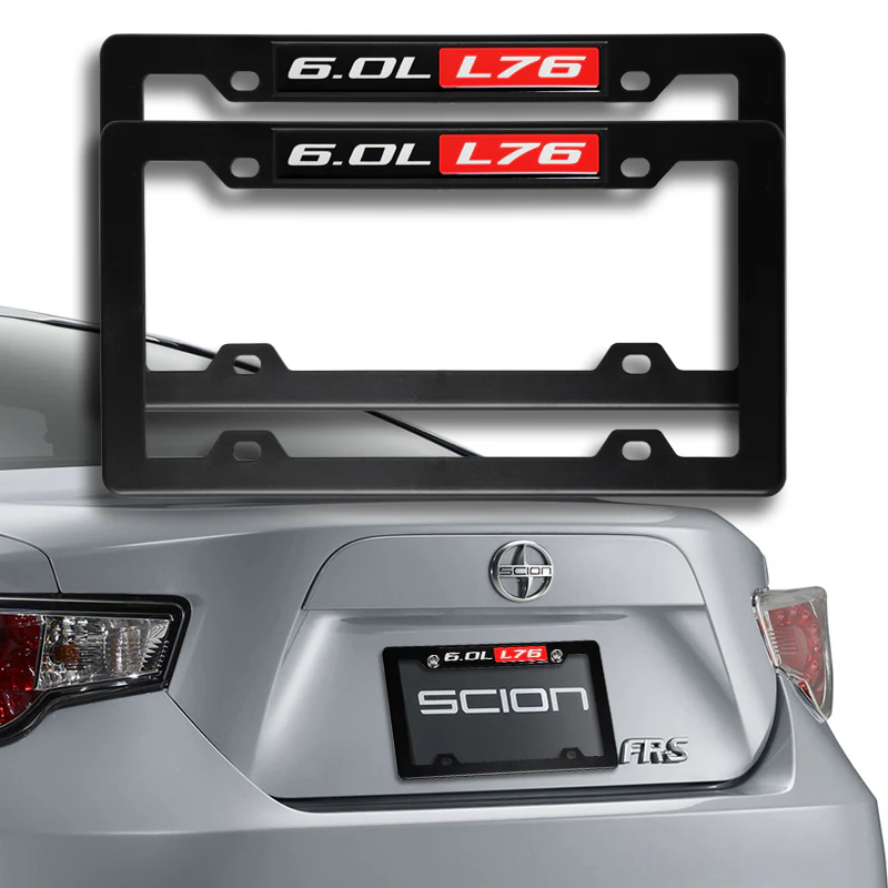 2pcs Black ABS License Plate Tag Frame Cover with Car Trunk Emblems For 6.0L_L76 - Image 3