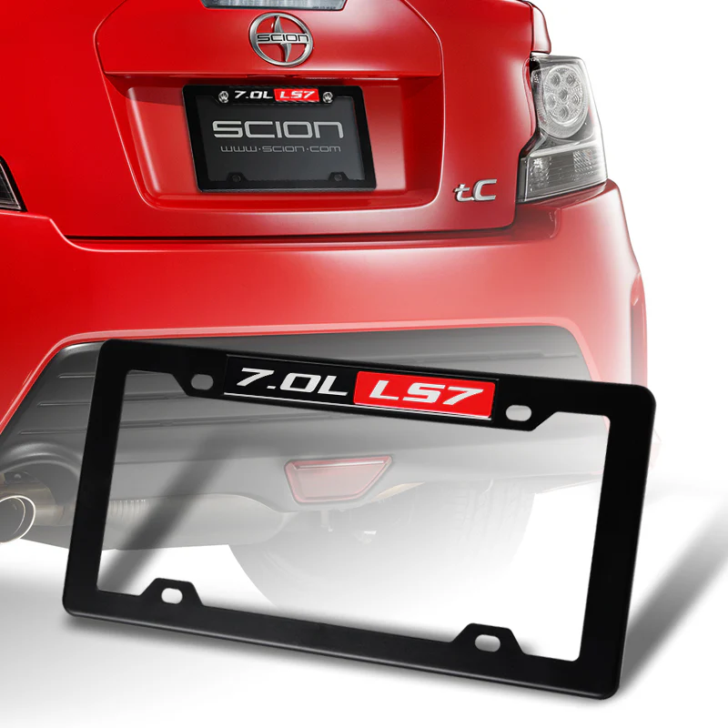 2pcs Black ABS License Plate Tag Frame Cover with Car Trunk Emblems For 7.0L_LS7 - Image 5