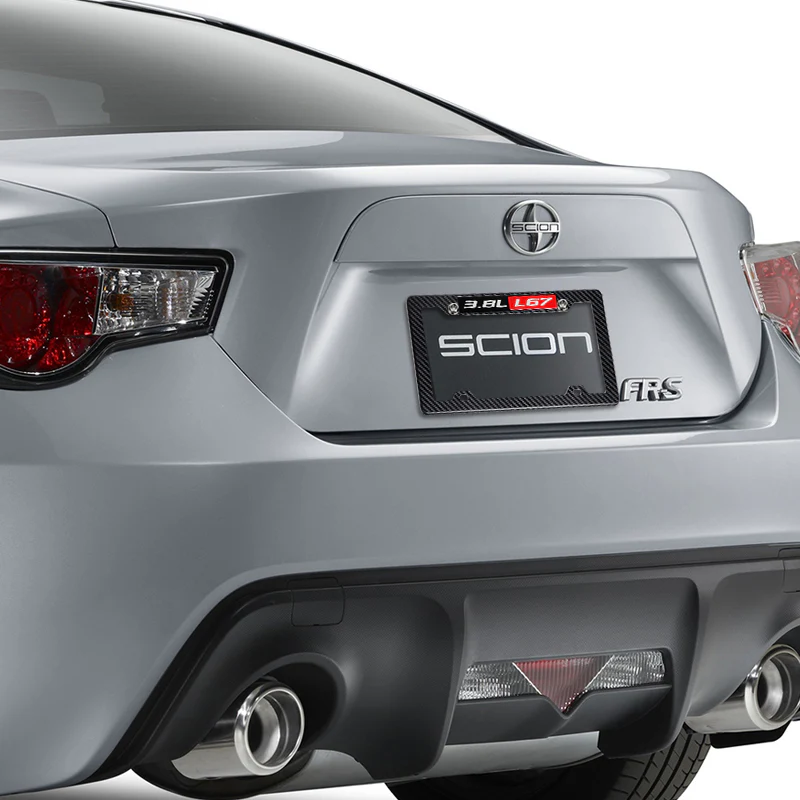 2pcs Carbon Look ABS License Plate Tag Frame Cover with Car Trunk Emblems For 3.8L L67 - Image 5