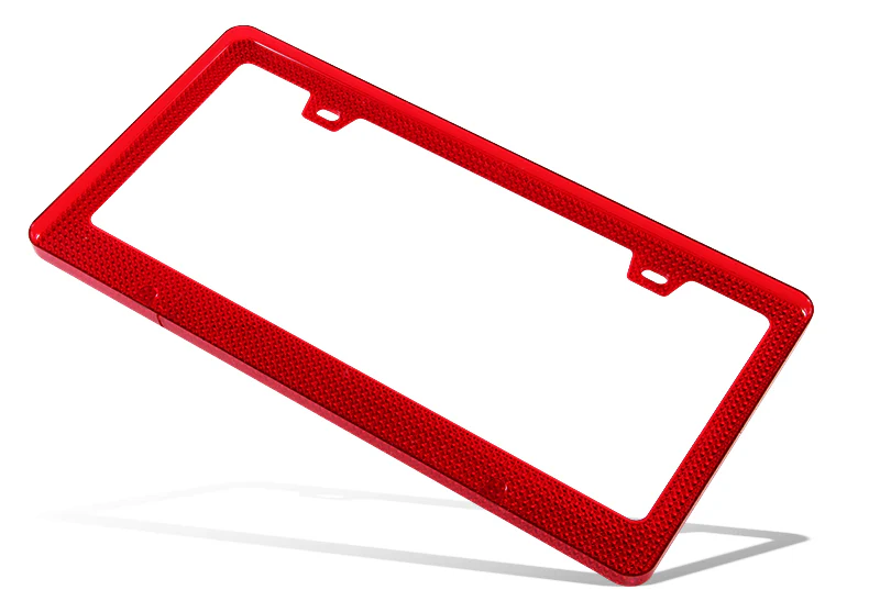 2PCS Red Diamond Cut Style License Plate Frame Covers – Front & Rear - Image 4