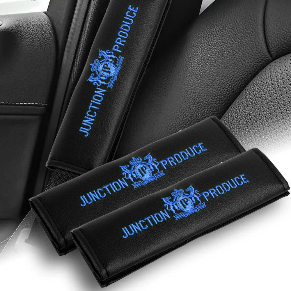 2x JP JUNCTION PRODUCE VIP Blue Embroidery Car Seat Belt Covers Shoulder Pads