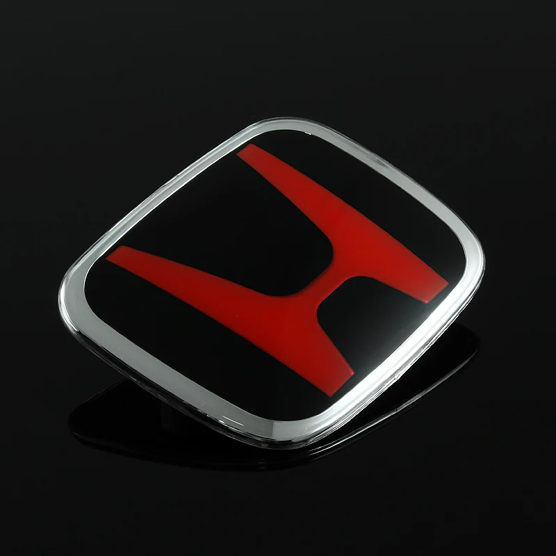3 PCS Set For 06-11 HONDA CIVIC COUPE Red/Black JDM H Front & Rear Emblems with Civic Rear Chrome Emblem - Image 4