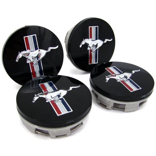 4 Black Wheel Center Caps For Ford Mustang Cobra GT Horse Rim Hub Hubcaps 60MM
