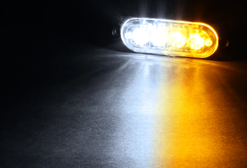 4-LED White/Amber Emergency Beacon Car Warning Hazard Strobe Light – Universal Fit - Image 2